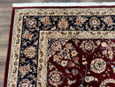 Sino Persian Rug 9x11, Burgundy and Navy Blue, Fine 200 KPSI, Floral Allover