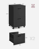 2-Drawer File Cabinet Matte Black For Home Office And Printer Stand Fits A4 And Letter Files