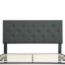 Modern Upholstered Platform Bed Frame With Button Tufted Fabric Headboard