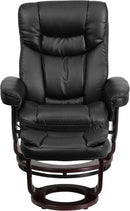 Leathersoft Upholstered Recliner With Ottoman Black