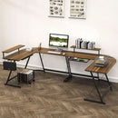 Vista L Shape Desk With Monitor Stand Walnut Finish