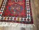 Antique Persian Heriz Karajeh Runner Rug, Red, Hand-Knotted, Wool, 3' 3" x 10' 11"