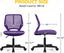 Purple Adjustable Desk Chair With Lumbar Support Swivel