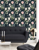 Voguish Dark Wallpaper with Roses