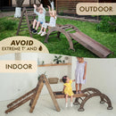 3in1 Montessori Climbing Set: Triangle Ladder + Slide Board + Net – Chocolate