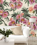 Stylish White Wallpaper with Flowers Fashionable
