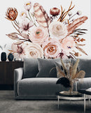 Vintage Flowers on White Background Wallpaper