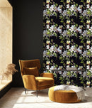 Modish Gentle Flowers on Dark Background Wallpaper Smart