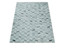 Custom Made Ivory and Silver Geometrical Handmade Leather Rug