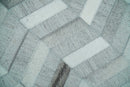 Custom Made Ivory and Silver Geometrical Handmade Leather Rug
