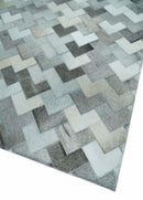 Custom Made Ivory and Gray Modern Geometrical Leather Rug