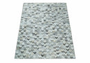 Custom Made Ivory and Gray Modern Geometrical Leather Rug