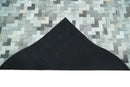 Custom Made Ivory and Gray Modern Geometrical Leather Rug