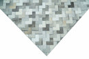Custom Made Ivory and Gray Modern Geometrical Leather Rug