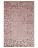 4x6 and 6x9 Hand Woven and Carved Pink Floral Art Silk Rug | KNT2
