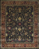 Brown and Black Traditional Style Hand Knotted Wool Area Rug