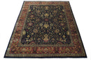 Brown and Black Traditional Style Hand Knotted Wool Area Rug