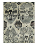 4x6 and 8x10 Hand Knotted Ivory, Charcoal and Brown  Antique Persian Style  Recycled Silk Area Rug