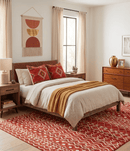 4x6 and 8x10 Hand Knotted Rust, Gold and White Modern Contemporary Southwestern Tribal Trellis Recycled Silk Area Rug