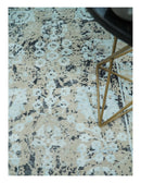 4x6 Fine Hand Knotted Aqua, Beige and Black Traditional Vintage Persian Style Antique Wool and Bamboo Silk Rug | AGR10