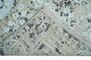 4x6 Fine Hand Knotted Aqua, Beige and Black Traditional Vintage Persian Style Antique Wool and Bamboo Silk Rug | AGR10