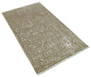4x6 Fine Hand Knotted Olive and Silver Traditional Vintage Persian Style Antique Wool and SIlk Rug | AGR16