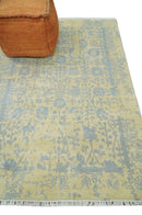 4x6 Fine Hand Knotted Gold and Silver Traditional Persian Style Antique Wool and Silk Rug