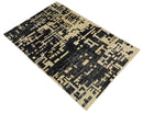 4x6 Hand Knotted Beige and Black Modern Abstract Contemporary Recycled Silk Area Rug