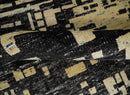 4x6 Hand Knotted Beige and Black Modern Abstract Contemporary Recycled Silk Area Rug