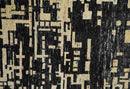 4x6 Hand Knotted Beige and Black Modern Abstract Contemporary Recycled Silk Area Rug