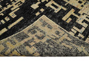 4x6 Hand Knotted Beige and Black Modern Abstract Contemporary Recycled Silk Area Rug