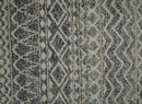 4x6 Hand Knotted Ivory, Black and Gray Modern Contemporary Southwestern Tribal Trellis Recycled Silk Area Rug | OP56