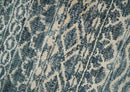 4x6 Hand Knotted Ivory, Beige and Blue Modern Contemporary Southwestern Tribal Trellis Recycled Silk Area Rug | OP55