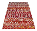 4x6 Hand Knotted Rust and Ivory Modern Contemporary Southwestern Tribal Trellis Recycled Silk Area Rug