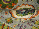 4x6 Hand Knotted Silver, Yellow and Orange Persian Oushak  Recycled Silk Area Rug