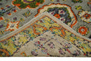 4x6 Hand Knotted Silver, Yellow and Orange Persian Oushak  Recycled Silk Area Rug