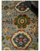 4x6 Hand Knotted Silver, Yellow and Orange Persian Oushak  Recycled Silk Area Rug