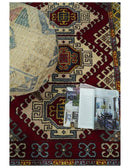 4x6 Hand Knotted Traditional Kazak Ivory and Rust Wool Area Rug