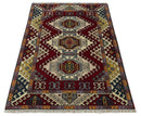 4x6 Hand Knotted Traditional Kazak Ivory and Rust Wool Area Rug