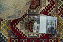 4x6 Hand Knotted Traditional Kazak Ivory and Rust Wool Area Rug