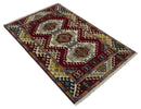 4x6 Hand Knotted Traditional Kazak Ivory and Rust Wool Area Rug