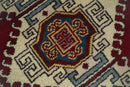 4x6 Hand Knotted Traditional Kazak Ivory and Rust Wool Area Rug