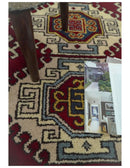 4x6 Hand Knotted Traditional Kazak Ivory and Rust Wool Area Rug
