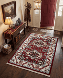 4x6 Hand Knotted Traditional Kazak Maroon And Blue Wool Area Rug