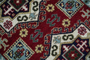 4x6 Hand Knotted Traditional Kazak Maroon And Blue Wool Area Rug
