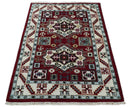 4x6 Hand Knotted Traditional Kazak Maroon And Blue Wool Area Rug