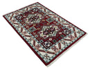 4x6 Hand Knotted Traditional Kazak Maroon And Blue Wool Area Rug