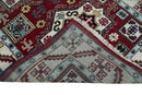 4x6 Hand Knotted Traditional Kazak Maroon And Blue Wool Area Rug
