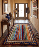 4x6 Multi Color Striped Wool Hand Woven Southwestern Gabbeh Rug