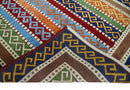 4x6 Multi Color Striped Wool Hand Woven Southwestern Gabbeh Rug